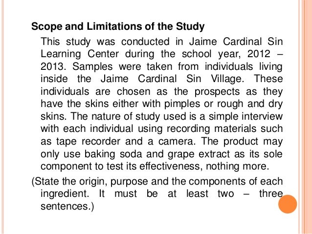 scope and limitation of the study sample thesis